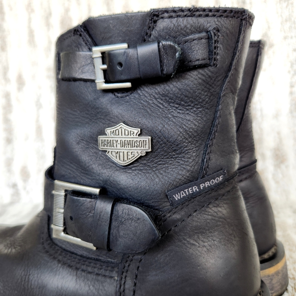 Harley-Davidson "Kommer" Waterproof Motorcycle Boots Black Leather | Women's 7 - Picture 6 of 13